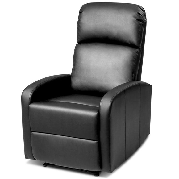 PU Leather Padded Seat Massage Recliner Chair Black Morden PU leather Living Room Sofas HW61145