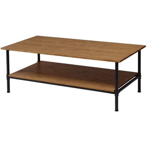 Rectangle Metal Frame Cocktail Coffee Table with Storage Shelf Two Layers High Quality MDF Top Balance Adjustable Pads HW57352