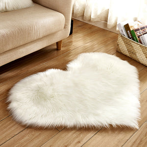 Artificial Wool Sheepskin Baby Room Bedroom Soft Area Mat Long Hairy Rug Blue White Pink Shaggy Carpet Love Heart Shape Fur Rugs