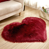 Artificial Wool Sheepskin Baby Room Bedroom Soft Area Mat Long Hairy Rug Blue White Pink Shaggy Carpet Love Heart Shape Fur Rugs