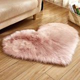 Artificial Wool Sheepskin Baby Room Bedroom Soft Area Mat Long Hairy Rug Blue White Pink Shaggy Carpet Love Heart Shape Fur Rugs
