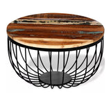 VidaXL New Design Reclaimed Solid Wood Round Coffee Tea Table With Lacquered Iron Legs Creative Living Round Room Table