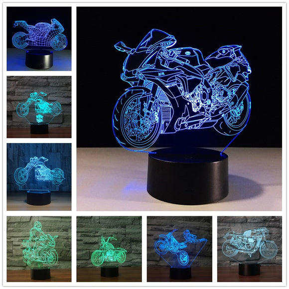 3D Fast and Furious 8 Motorcycle LED Night Light Color Changeable Table Lamp Methacrylate plate children nightlight Lamparas