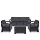 Furgle Outdoor Patio Sectional Conversation Sofa Set Waterproof PE Furniture Set Cushions and Coffee Table for Backyard Pool