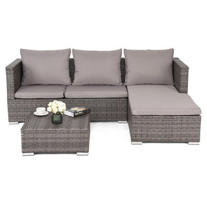 3 Pcs Steel Frame Adjustable Seat Rattan Wicker Sofa High Quality Garden Outdoor Furniture Set HW58279+