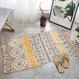 2019New Retro Bohemian Hand Woven Cotton Linen Carpet Rug  Bedside Rug Geometric Floor Mat Living Room Bedroom Carpet Home Decor