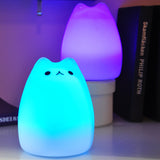 LED Colorful Night Light Animal Cat Silicone Soft Cartoon Baby child Nursery Lamp for Children Gift