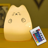 LED Colorful Night Light Animal Cat Silicone Soft Cartoon Baby child Nursery Lamp for Children Gift