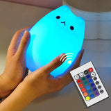 LED Colorful Night Light Animal Cat Silicone Soft Cartoon Baby child Nursery Lamp for Children Gift