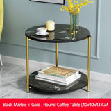 Coffee Table Living room Sofa Side Table Marble texture Wood Double layer Square Table Small end Table Home Furniture