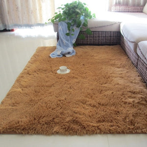 Thickened washed silk hair non-slip carpet living room coffee table blanket Bedroom bedside mat yoga rugs solid color plush rug