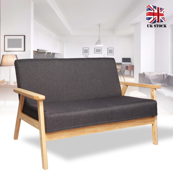 Living Room Sofa Modern Design Linen Fabric Wood Frame Two Person Sofa Simple 2 Seater Sofa Chair Home Furniture