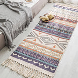 Hot Retro Bohemian Hand Woven Cotton Linen Carpet Tassel Rug Geometric Floor Mat Bedroom Tapestry Decorative Blanket Area Rug
