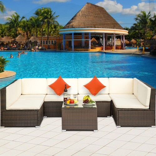 Patio Furniture Sofa Set Wicker Chair For Outdoor Yard Swimming Pool Beach Garden Furniture Outdoor Rattan Sofa Set