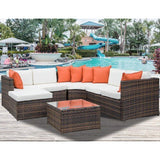 5-Piece Patio Furniture Sofa Set Wicker Chair For Outdoor Yard Swimming Pool Beach Garden Furniture Outdoor Rattan Sofa Set