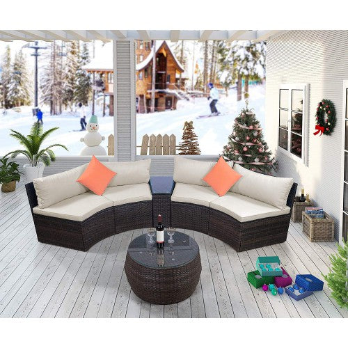 6-Piece Patio Furniture Sofa Set Wicker Chair For Outdoor Yard Swimming Pool Beach Garden Furniture Outdoor Rattan Sofa Set