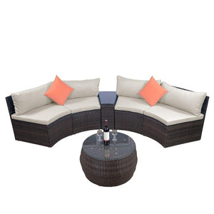6-Piece Patio Furniture Sofa Set Wicker Chair For Outdoor Yard Swimming Pool Beach Garden Furniture Outdoor Rattan Sofa Set