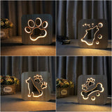 Wooden Dog Paw Wolf Head Lamp children's night light Kids Bedroom Decoration Warm Light  LED USB Night Light for Children Gift