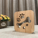 Wooden Dog Paw Wolf Head Lamp children's night light Kids Bedroom Decoration Warm Light  LED USB Night Light for Children Gift