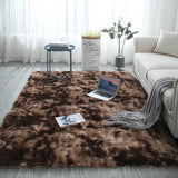 European long hair bedroom carpet bay window bedside mat washable blanket Gradient color living room rug Gray Blue