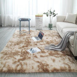 European long hair bedroom carpet bay window bedside mat washable blanket Gradient color living room rug Gray Blue