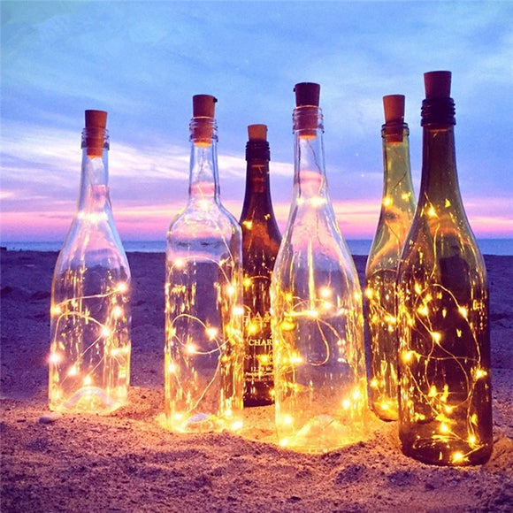 CLAITE 2M 20LED 3 Modes Sliver Wire Bottle LED String Light Battery Powered Glass Wine Cork Lamp For Christmas Wedding Holiday