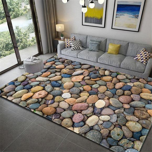 Wishstar 3D  Carpet Stone Printed Soft Flannel Large Carpet For Rooms Mats In The Hallway Antislip Kitchen Mat Big Floor Rugs