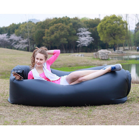 GH Outdoor Inflatable Sofa Bed Beach Folding Sleeping Bag Garden Couch Seat Lazy Air Lounger Chair Inflatable Furniture