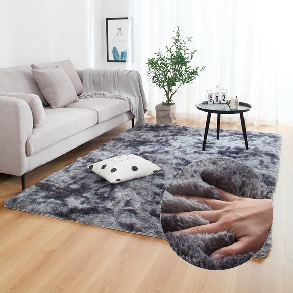 Gray Carpet Tie Dyeing Plush Soft Carpets Anti-slip Floor Mats Bedroom Water Absorption Carpet Rugs For Living Room Bedroom