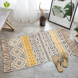 2019New Retro Bohemian Hand Woven Cotton Linen Carpet Rug  Bedside Rug Geometric Floor Mat Living Room Bedroom Carpet Home Decor