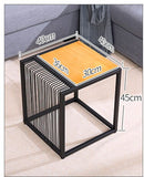 creative idea Combination of iron tea table Nordic corner table simple Pine wood Desktop square table for living room/bedroom