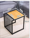 creative idea Combination of iron tea table Nordic corner table simple Pine wood Desktop square table for living room/bedroom