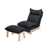Lazy solid wood sofa, single fabric detachable and washable folding Nordic solid wood bedroom small family leisure sofa