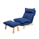 Lazy solid wood sofa, single fabric detachable and washable folding Nordic solid wood bedroom small family leisure sofa
