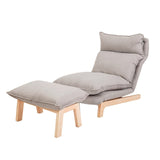 Lazy solid wood sofa, single fabric detachable and washable folding Nordic solid wood bedroom small family leisure sofa