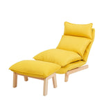 Lazy solid wood sofa, single fabric detachable and washable folding Nordic solid wood bedroom small family leisure sofa