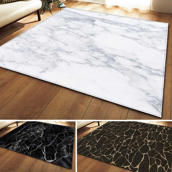 Black White Marble Printed Large Carpet For Living Room Anti-Slip Sofa Tatami Floor Mat Table Rug