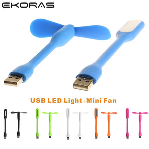 Mini Flexible USB Led Creative USB Fan Flexible Portable Mini Fan and LED Light Lamp For Xiaomi Power Bank & Notebook & Computer