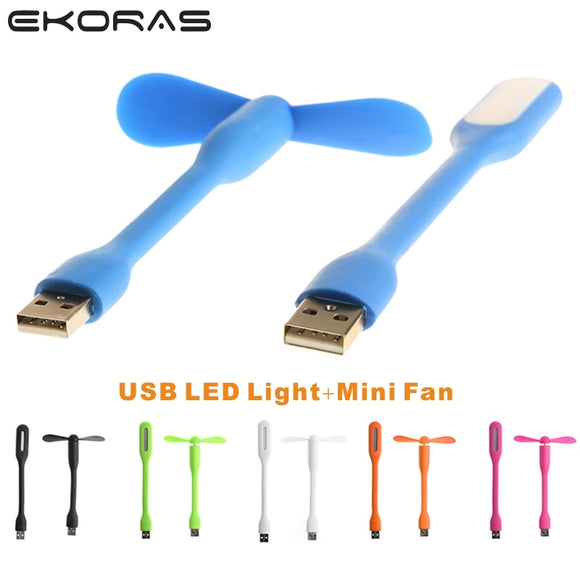 Mini Flexible USB Led Creative USB Fan Flexible Portable Mini Fan and LED Light Lamp For Xiaomi Power Bank & Notebook & Computer