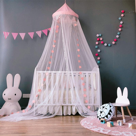 Children Elegant Tulle Bed Dome Bed Netting Canopy Circular Pink blue Round Dome Bedding Mosquito Net  length 300cm