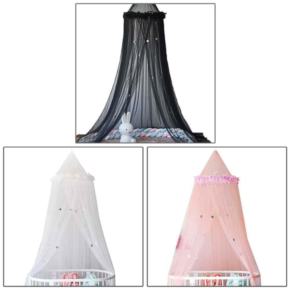 3 Color Dome Mosquito Net Hanging Children's Baby Bedding Dome Bed Cover Feather Star Decoration For Baby Cotton Net Bed Cover