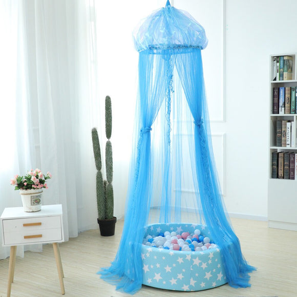 Ins Nordic Summer Ice Silk Crib Mosquito Net Children's Mesh Canopy Tent Blue Baby Play House Decorative Bed Curtain