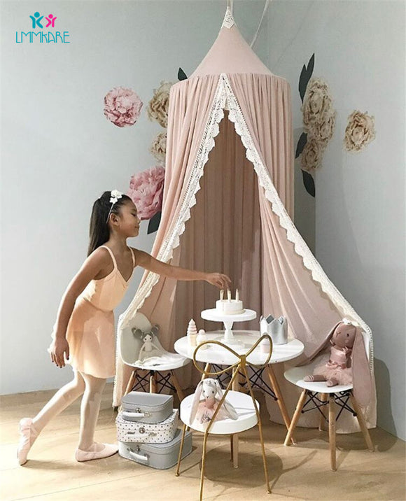 Summer Baby Crib Netting Chiffon Lace Solid Color Bed Tent Cotton Dome Bed Curtain Tent Mosquito Nets Children's Room Decoration