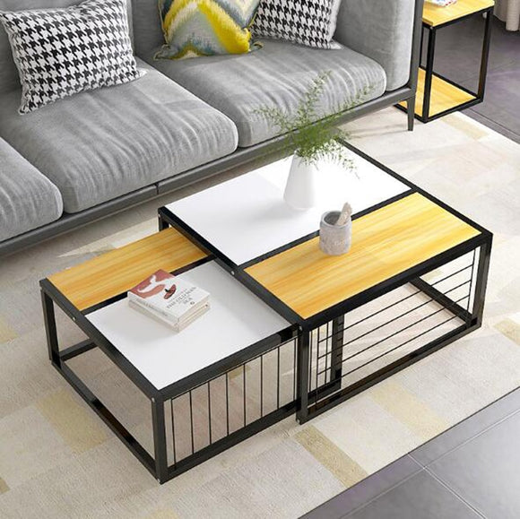 Creative 2 in 1 coffee table living room coffee tea table center side table sofa table save space Telescopic design small table