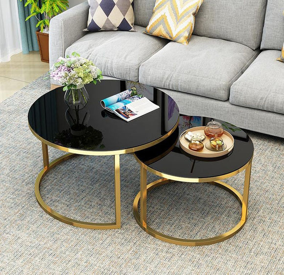 Free shipping Luxury Tempered Glass Round Coffee Table for Living Room 2 in 1 Combination Cafe Table Easy Assembly Center Table