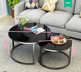 Free shipping Luxury Tempered Glass Round Coffee Table for Living Room 2 in 1 Combination Cafe Table Easy Assembly Center Table