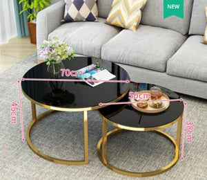 Free shipping Luxury Tempered Glass Round Coffee Table for Living Room 2 in 1 Combination Cafe Table Easy Assembly Center Table