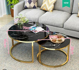 Free shipping Luxury Tempered Glass Round Coffee Table for Living Room 2 in 1 Combination Cafe Table Easy Assembly Center Table