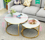 Free shipping Luxury Tempered Glass Round Coffee Table for Living Room 2 in 1 Combination Cafe Table Easy Assembly Center Table