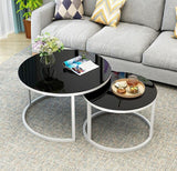 Free shipping Luxury Tempered Glass Round Coffee Table for Living Room 2 in 1 Combination Cafe Table Easy Assembly Center Table